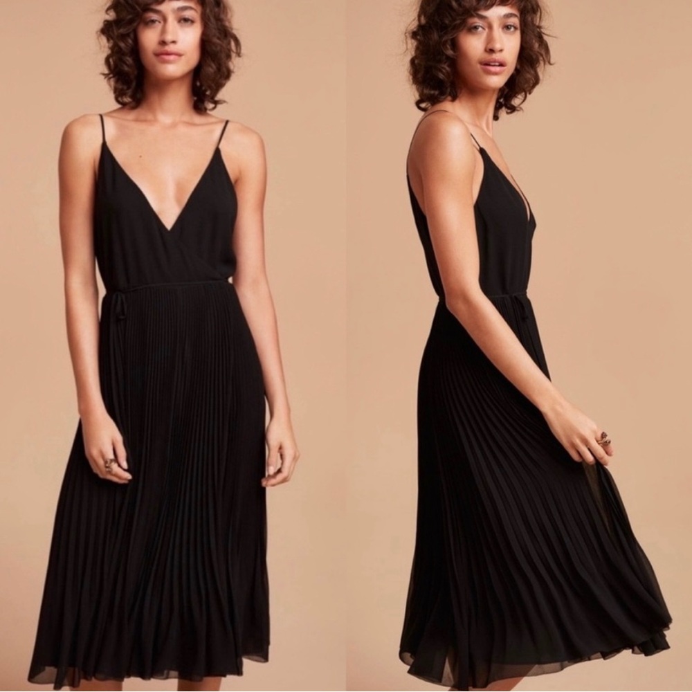 Aritzia Wilfred Beaune Black Wrap Midi Dress